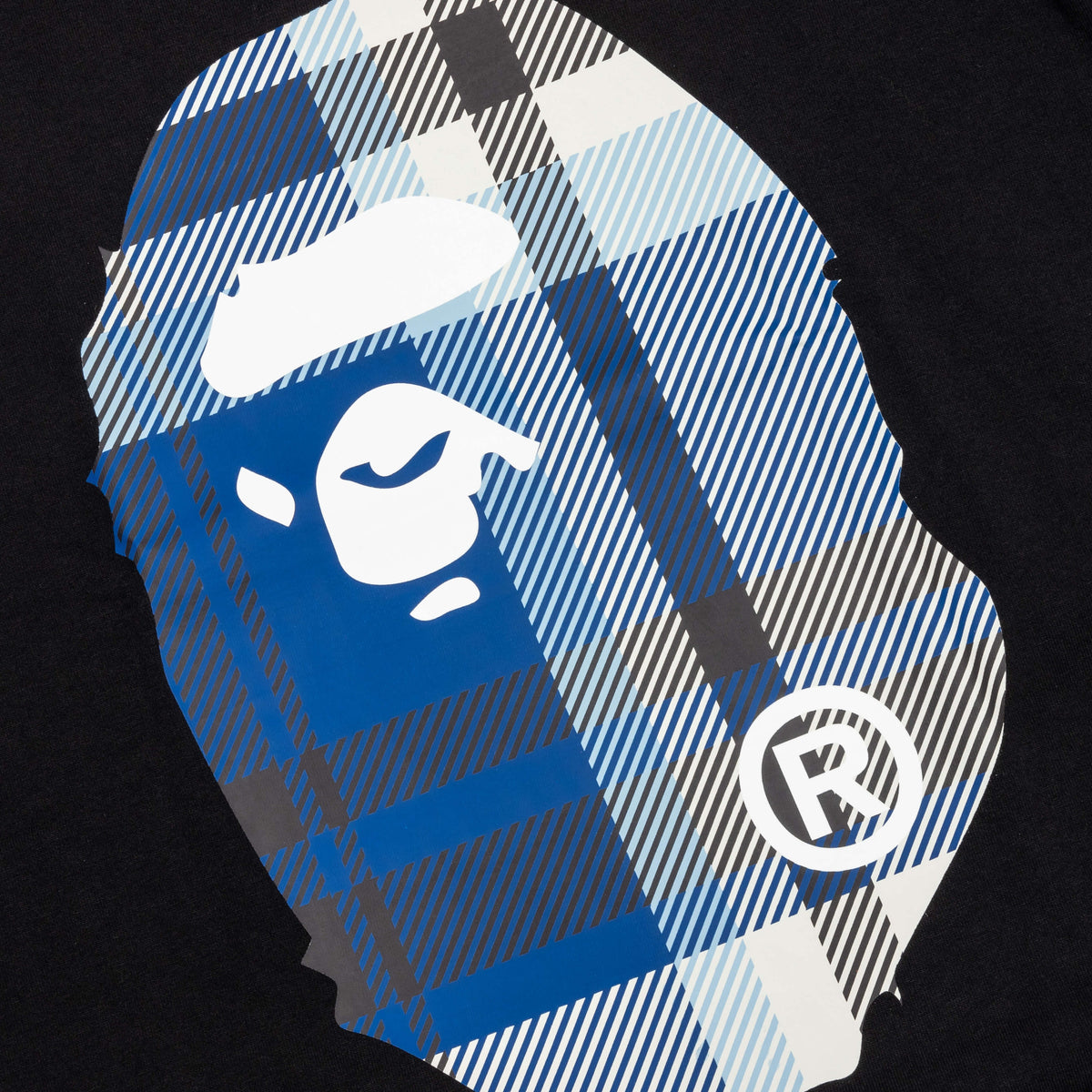 A BATHING APE Bape Check Big Ape Head Tee - Black