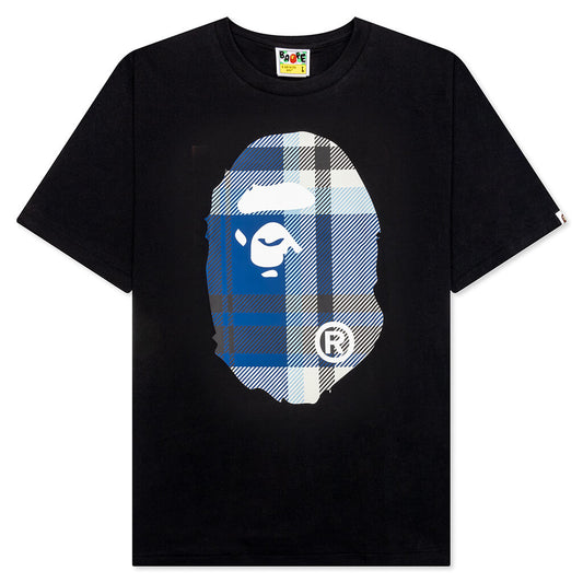 A BATHING APE Bape Check Big Ape Head Tee - Black