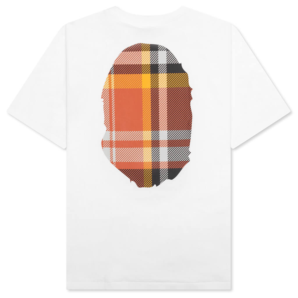 A BATHING APE Bape Check Big Ape Head Tee - White