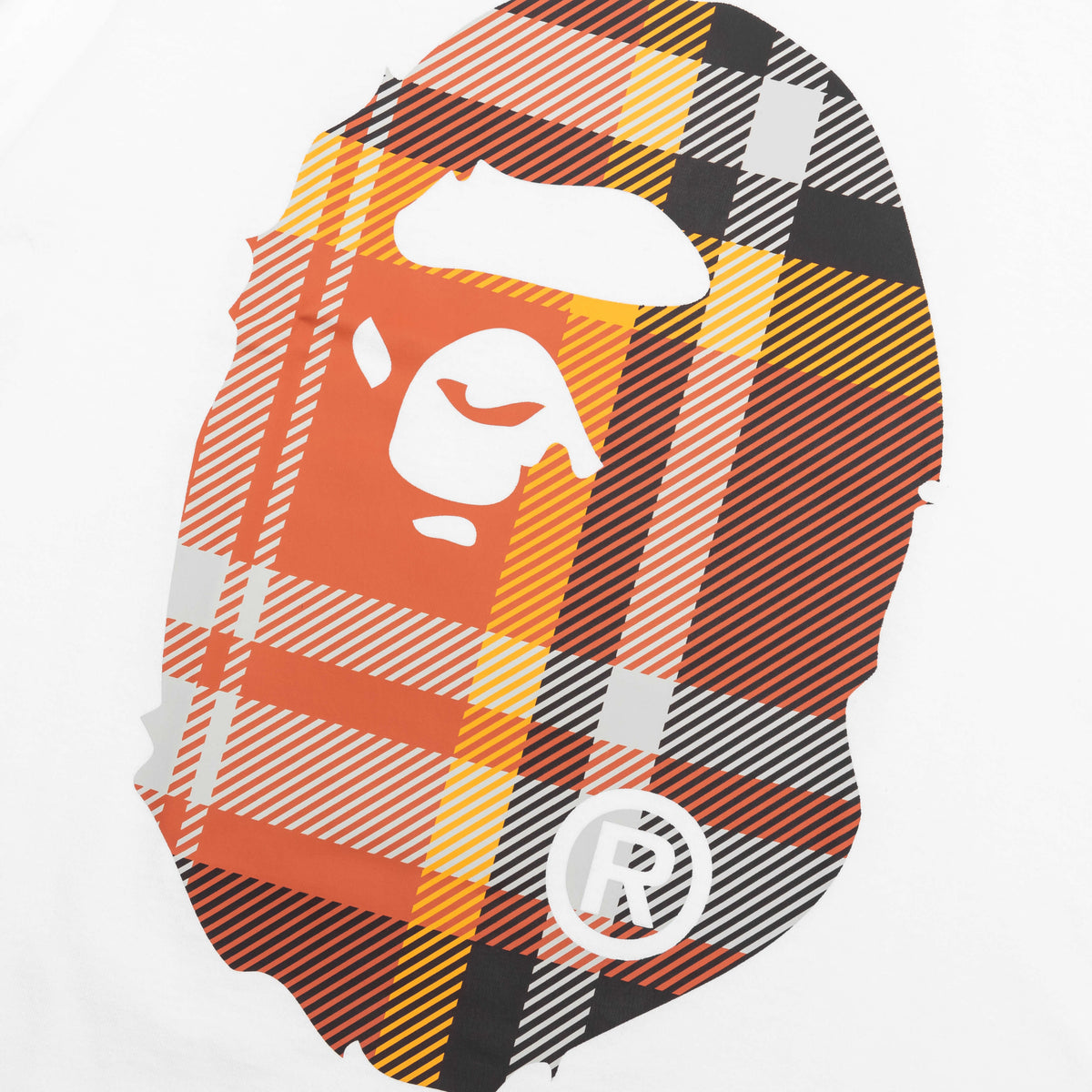 A BATHING APE Bape Check Big Ape Head Tee - White