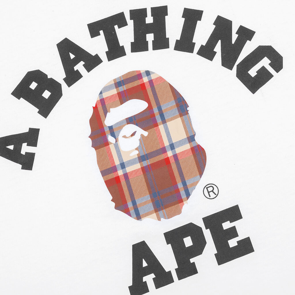 A BATHING APE Bape Check College Tee - White