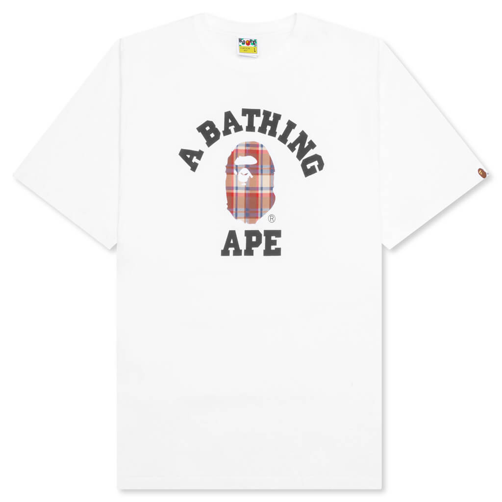 A BATHING APE Bape Check College Tee - White