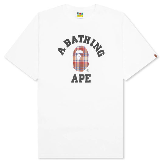 A BATHING APE Bape Check College Tee - White