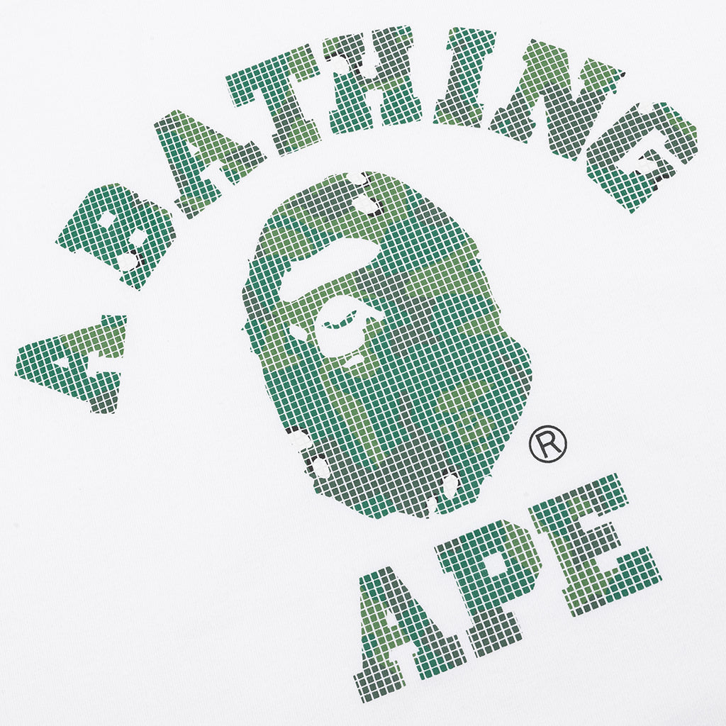 A BATHING APE Bitmap College Tee - White