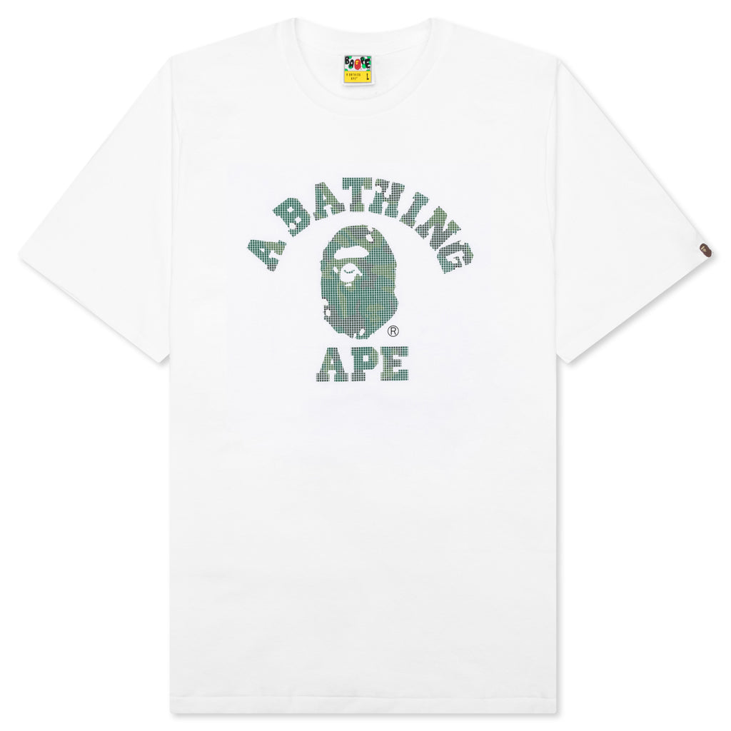 A BATHING APE Bitmap College Tee - White
