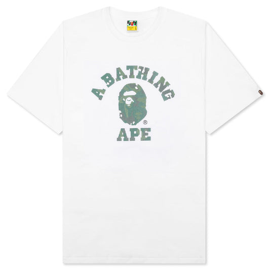 A BATHING APE Bitmap College Tee - White