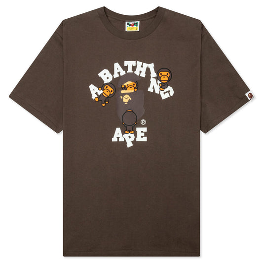 A BATHING APE College Milo Tee - Brown