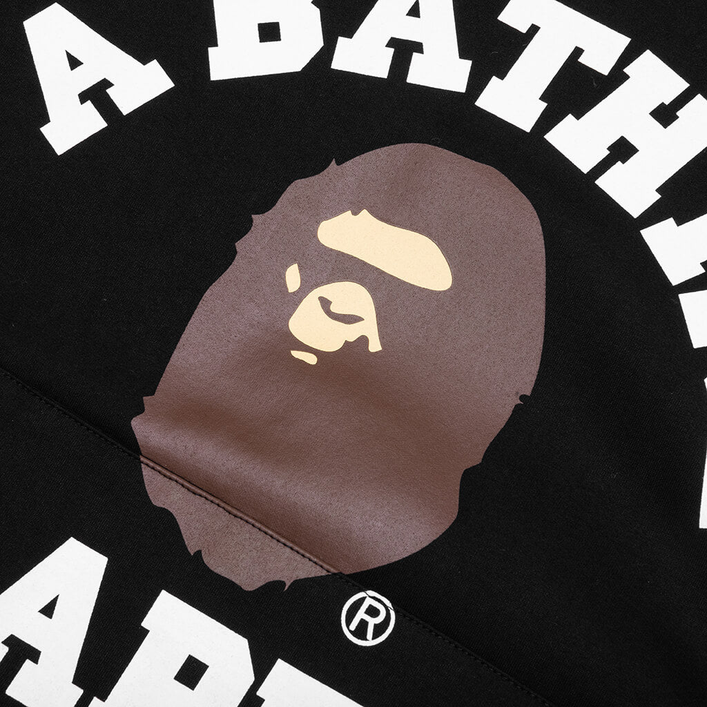 A BATHING APE College Puffy Relaxed Fit Pullover Hoodie - Black