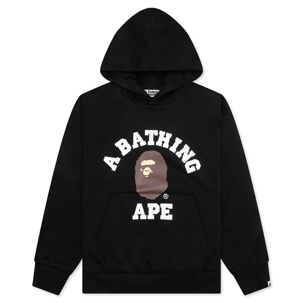 A BATHING APE College Puffy Relaxed Fit Pullover Hoodie - Black