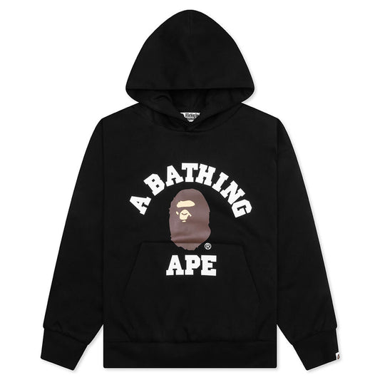 A BATHING APE College Puffy Relaxed Fit Pullover Hoodie - Black