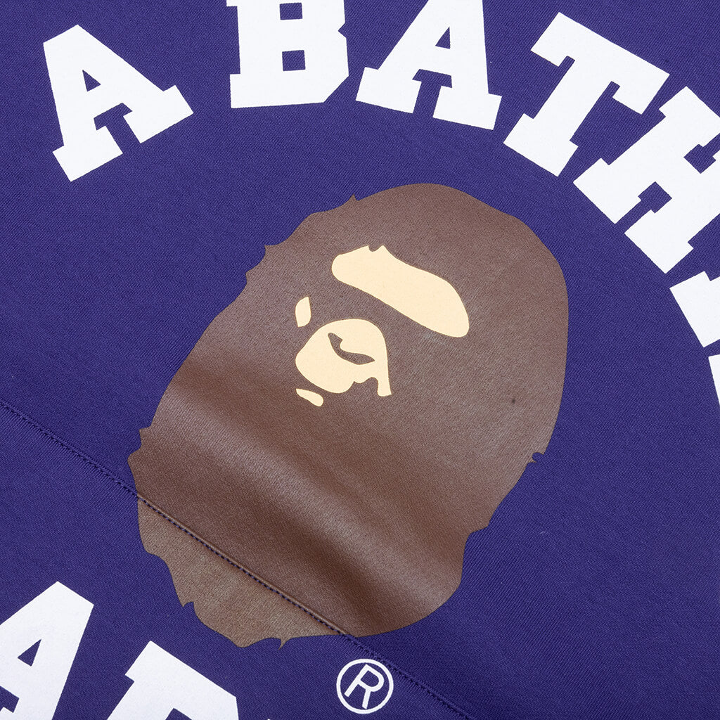 A BATHING APE College Puffy Relaxed Fit Pullover Hoodie - Blue