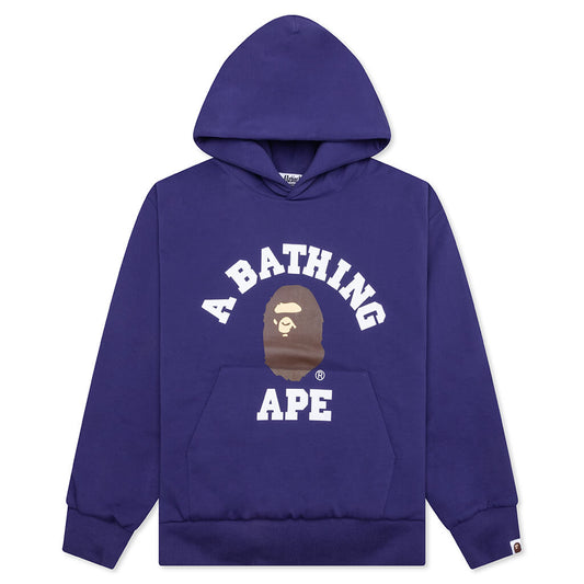 A BATHING APE College Puffy Relaxed Fit Pullover Hoodie - Blue