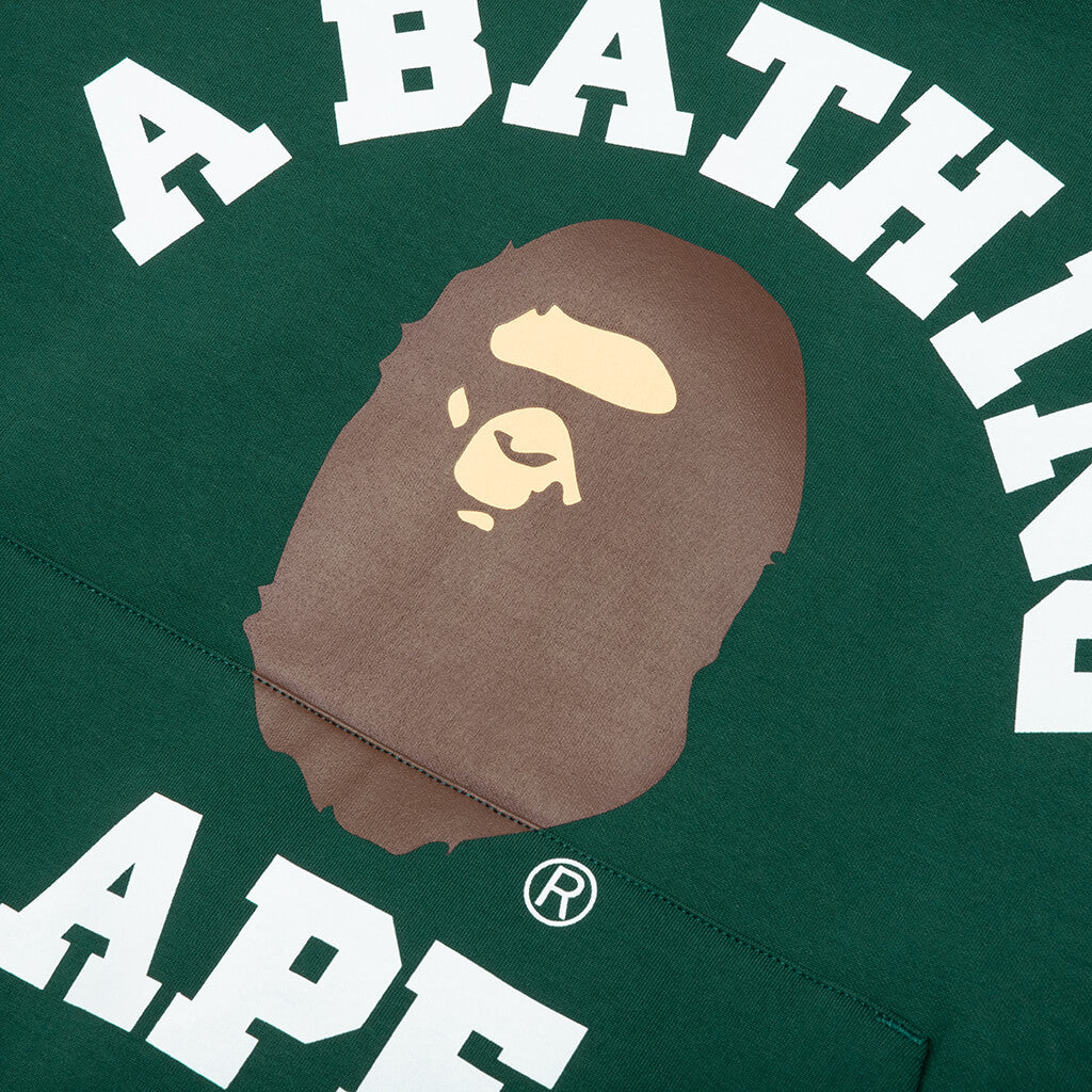 A BATHING APE College Puffy Relaxed Fit Pullover Hoodie - Green