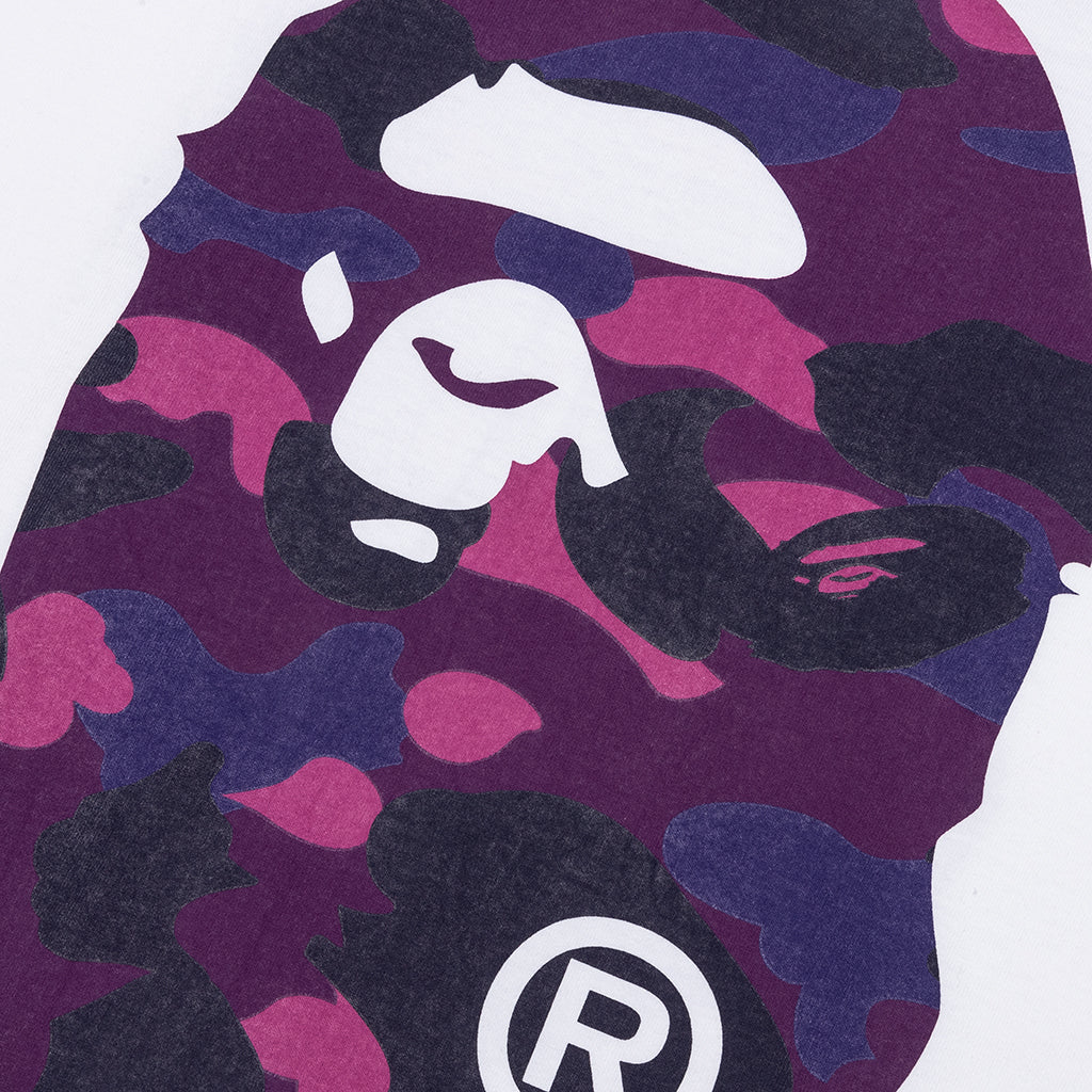 A BATHING APE Color Camo Big Ape Head Tee - White/Purple