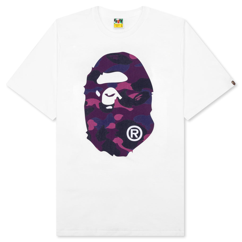 A BATHING APE Color Camo Big Ape Head Tee - White/Purple