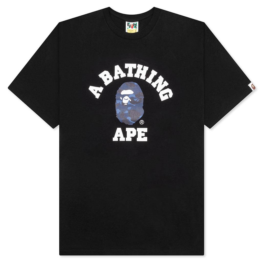 A BATHING APE Color Camo College Tee - Black/Navy