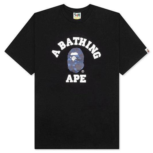 A BATHING APE Color Camo College Tee - Black/Navy