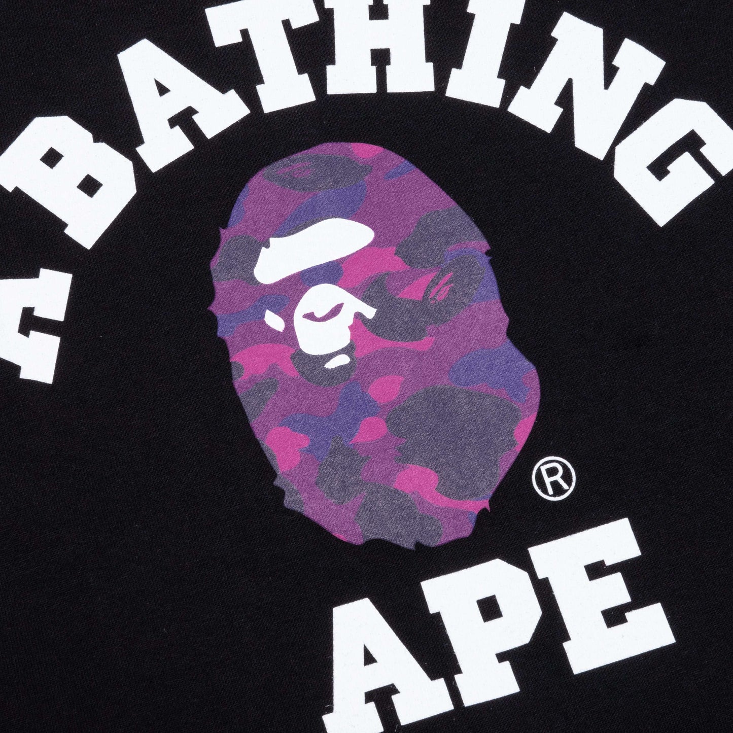 A BATHING APE Color Camo College Tee - Black/Purple