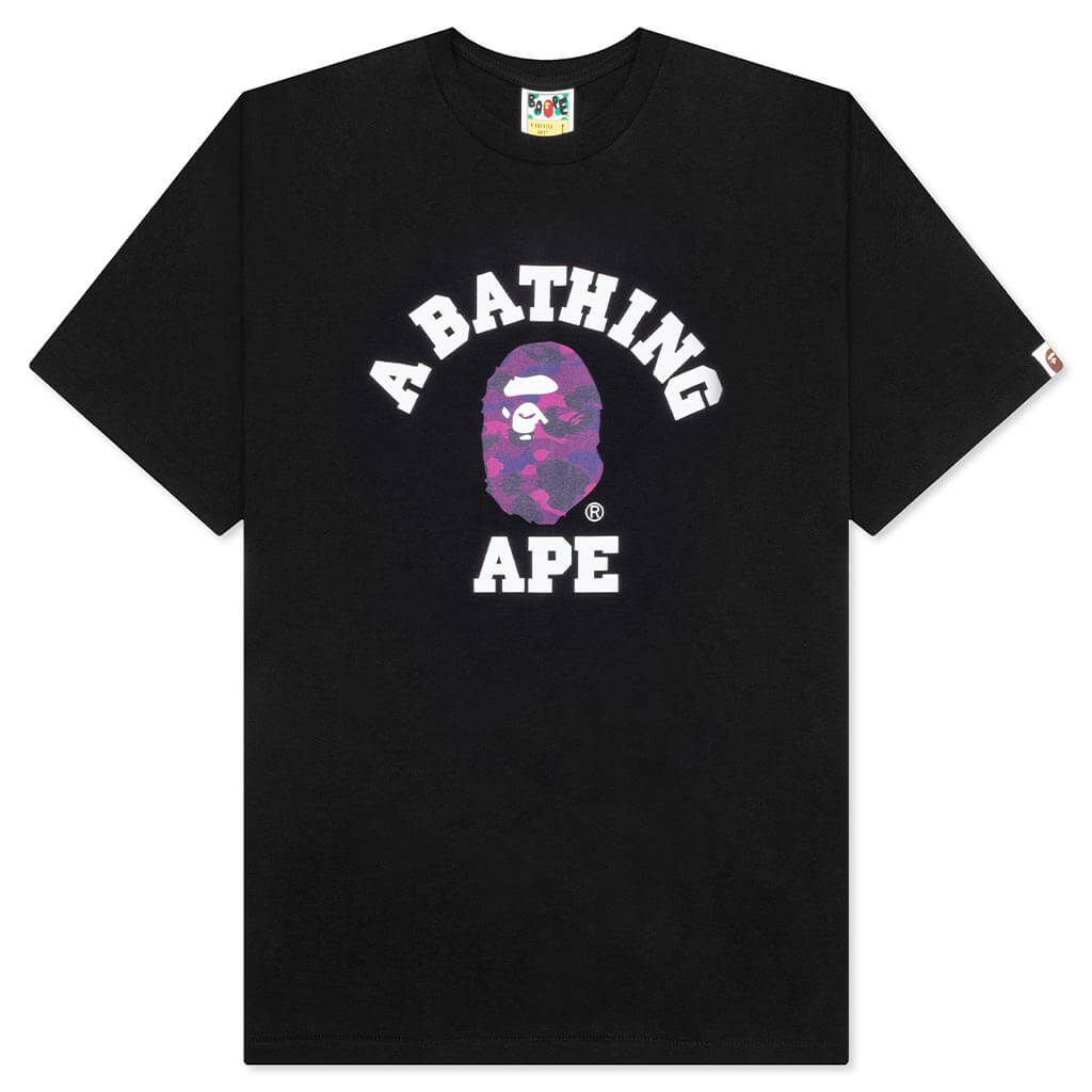 A BATHING APE Color Camo College Tee - Black/Purple