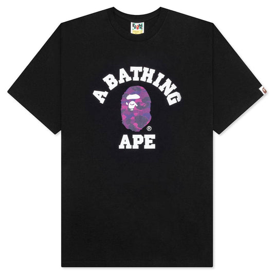 A BATHING APE Color Camo College Tee - Black/Purple