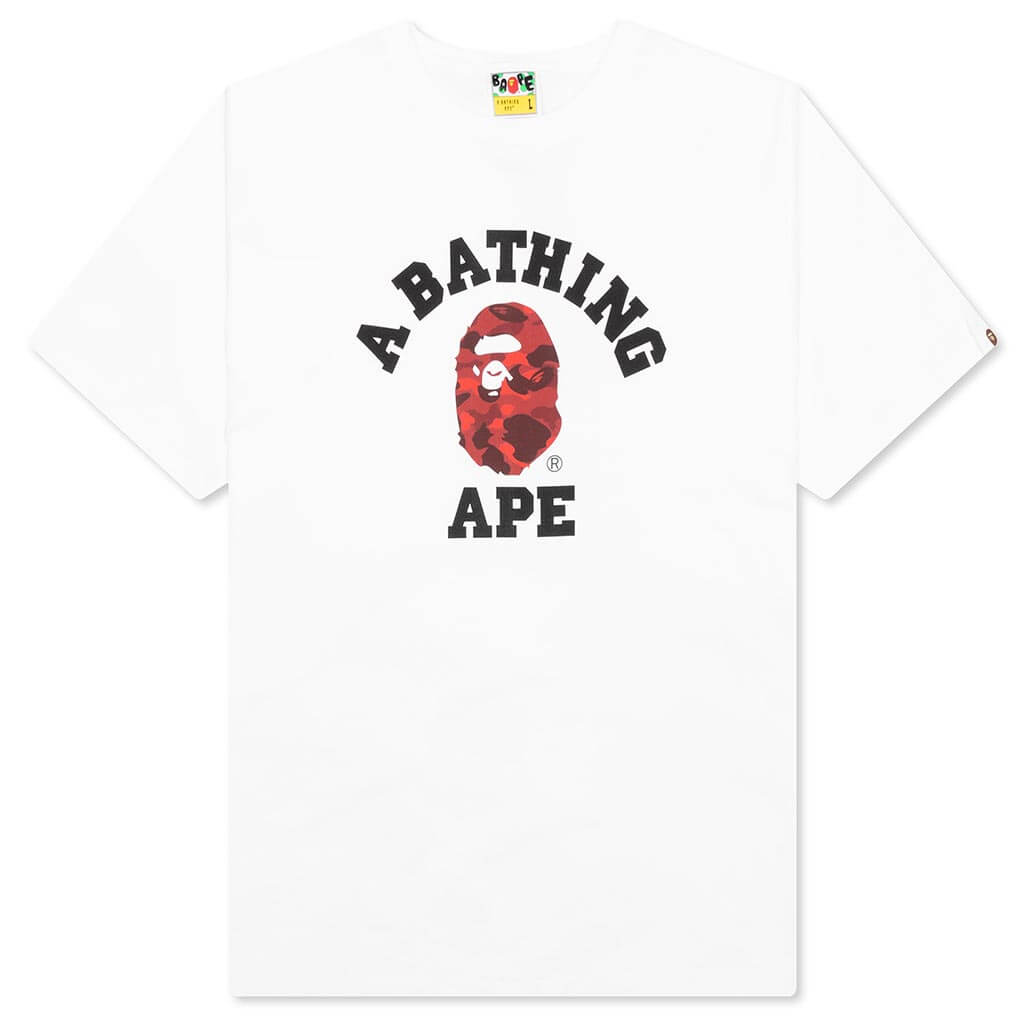 A BATHING APE Color Camo College Tee - White/Red