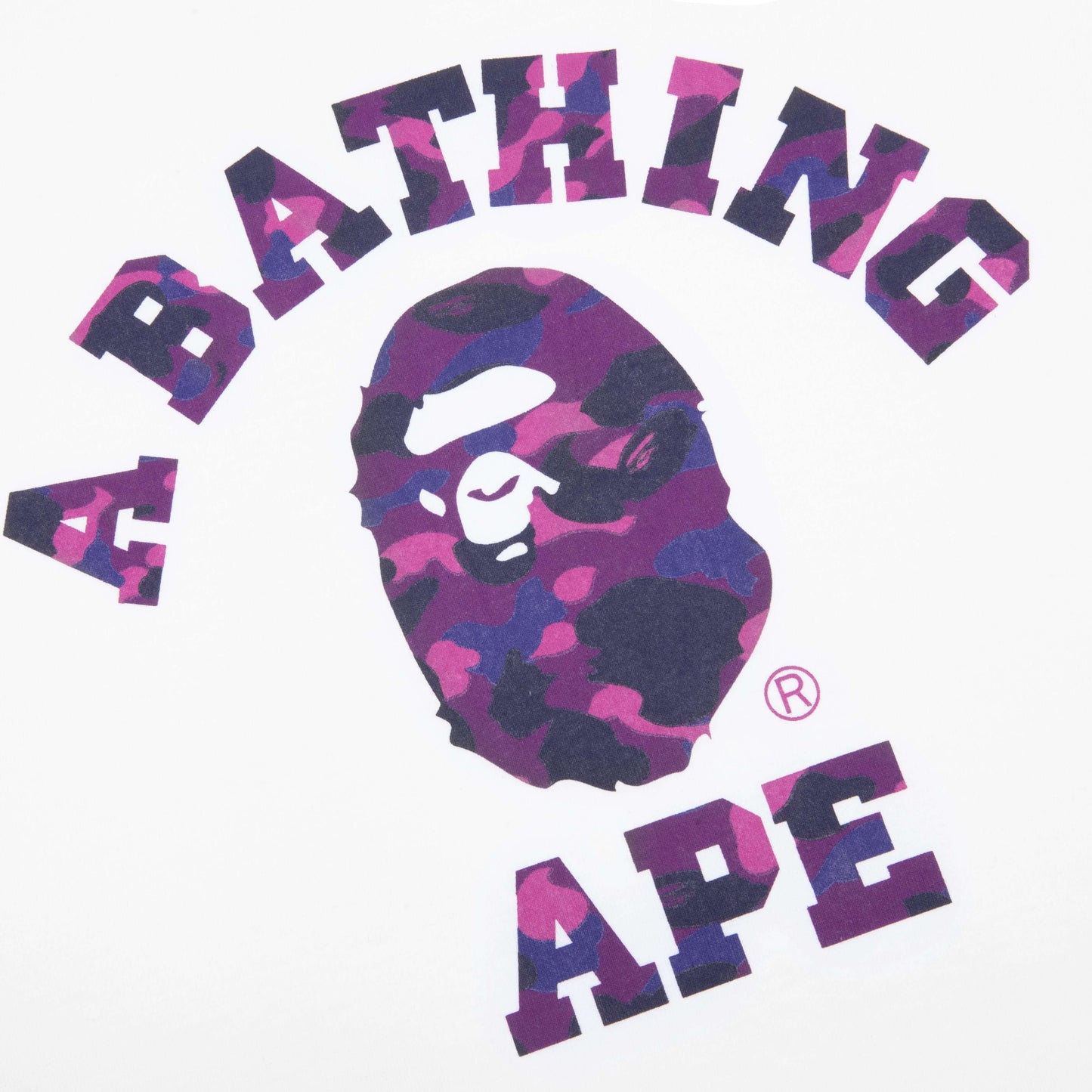 A BATHING APE Color Camo College Tee - White/Purple