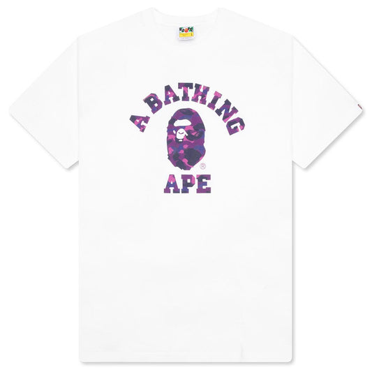 A BATHING APE Color Camo College Tee - White/Purple