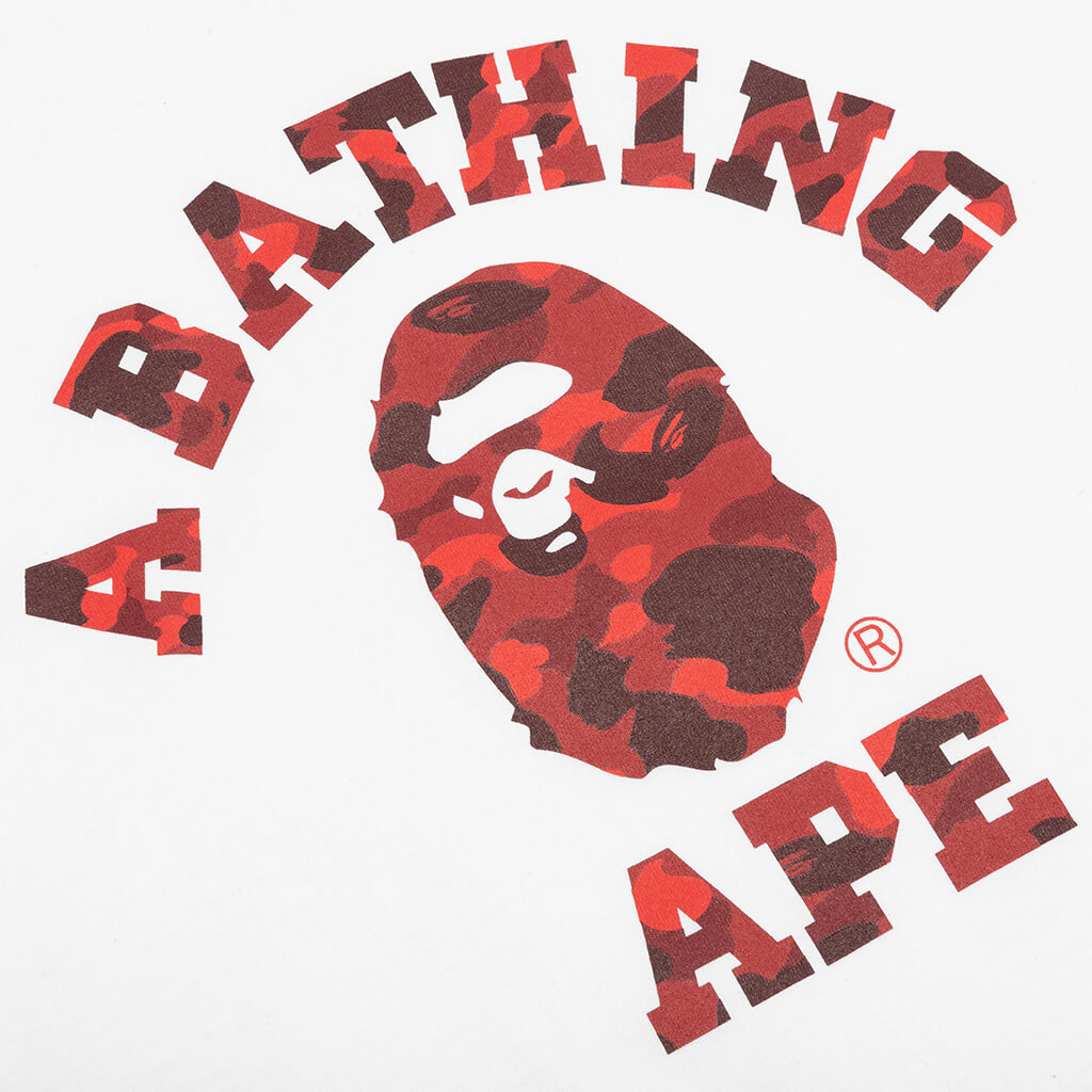 A BATHING APE Color Camo College Tee - White/Red