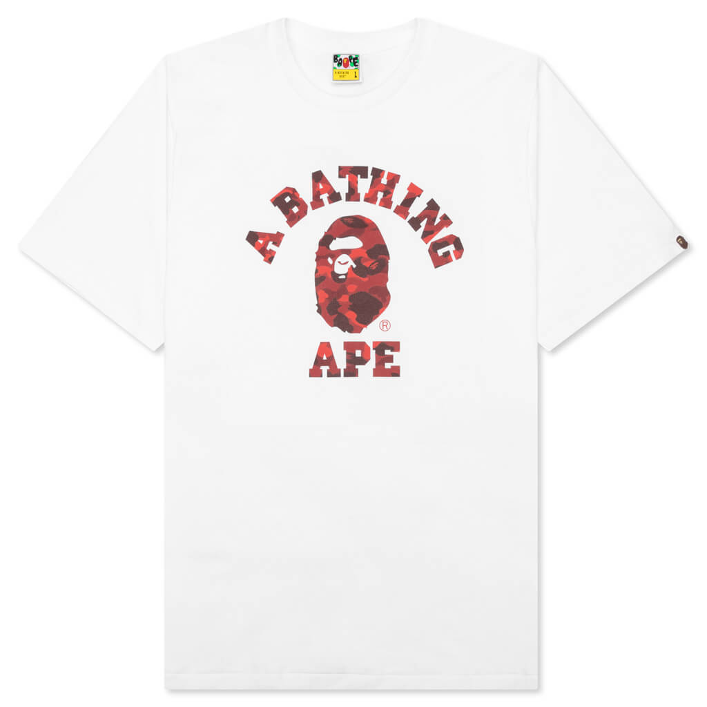 A BATHING APE Color Camo College Tee - White/Red