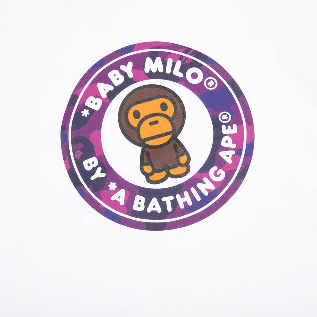 A BATHING APE Color Camo Milo Busy Works Tee - White/Purple