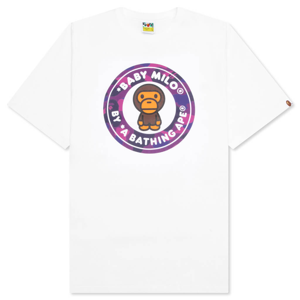 A BATHING APE Color Camo Milo Busy Works Tee - White/Purple