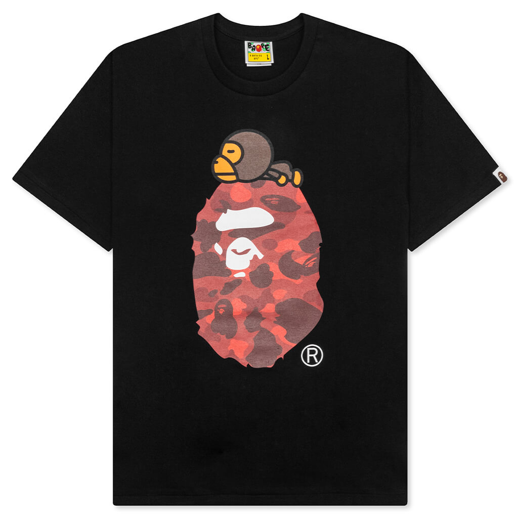 A BATHING APE Color Camo Milo on Big Ape Tee - Black/Red