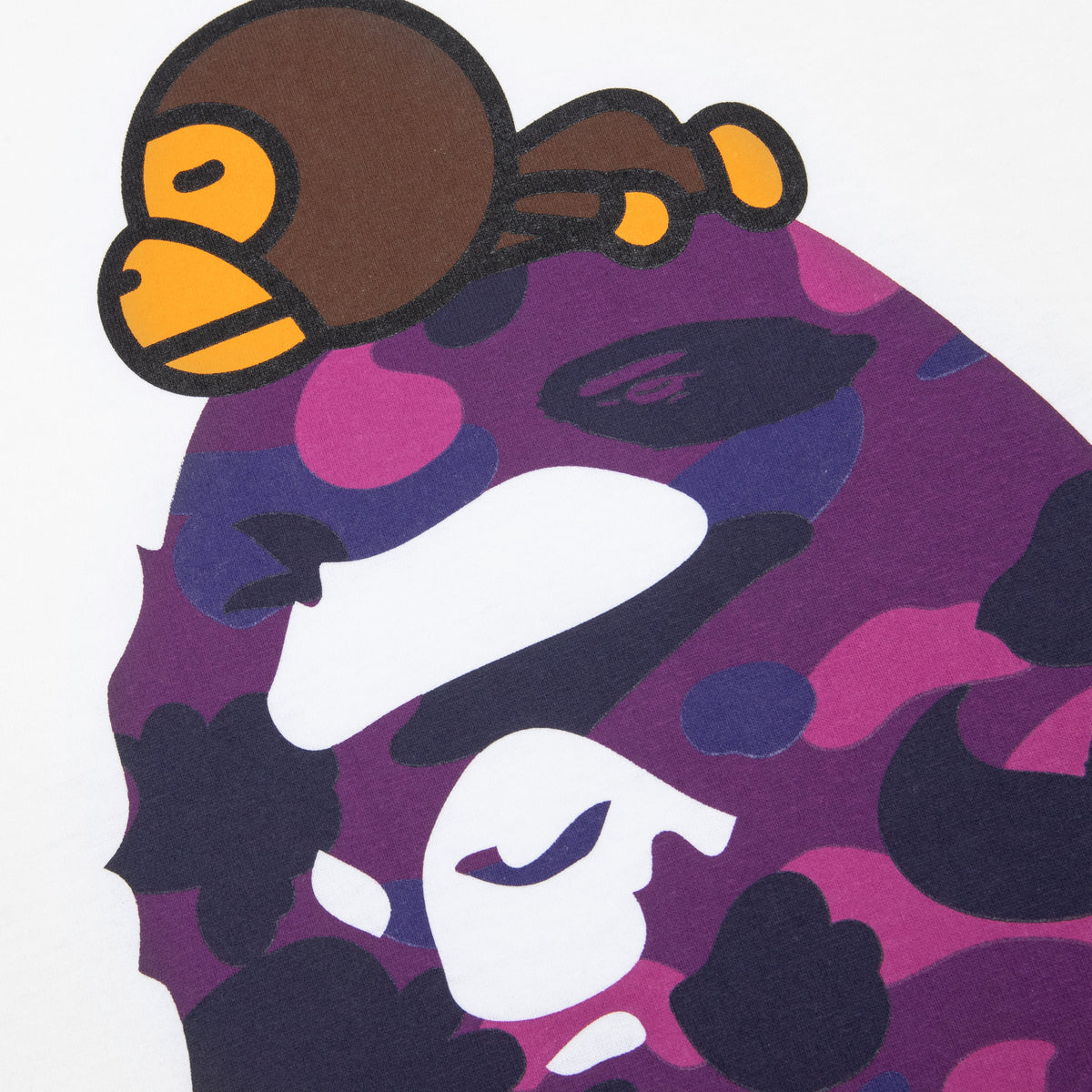A BATHING APE Color Camo Milo on Big Ape Tee - White/Purple