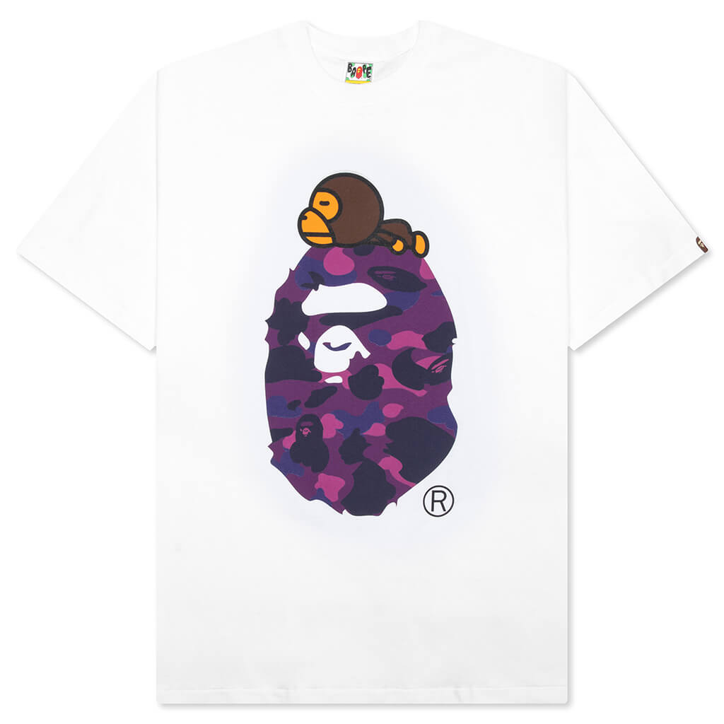 A BATHING APE Color Camo Milo on Big Ape Tee - White/Purple