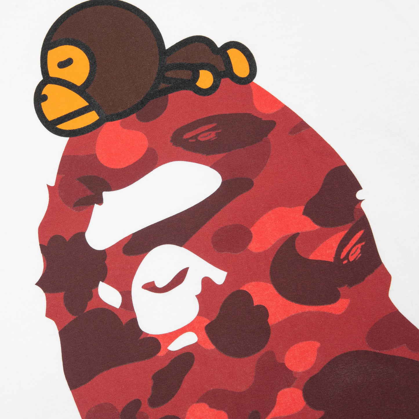 A BATHING APE Color Camo Milo on Big Ape Tee - White/Red