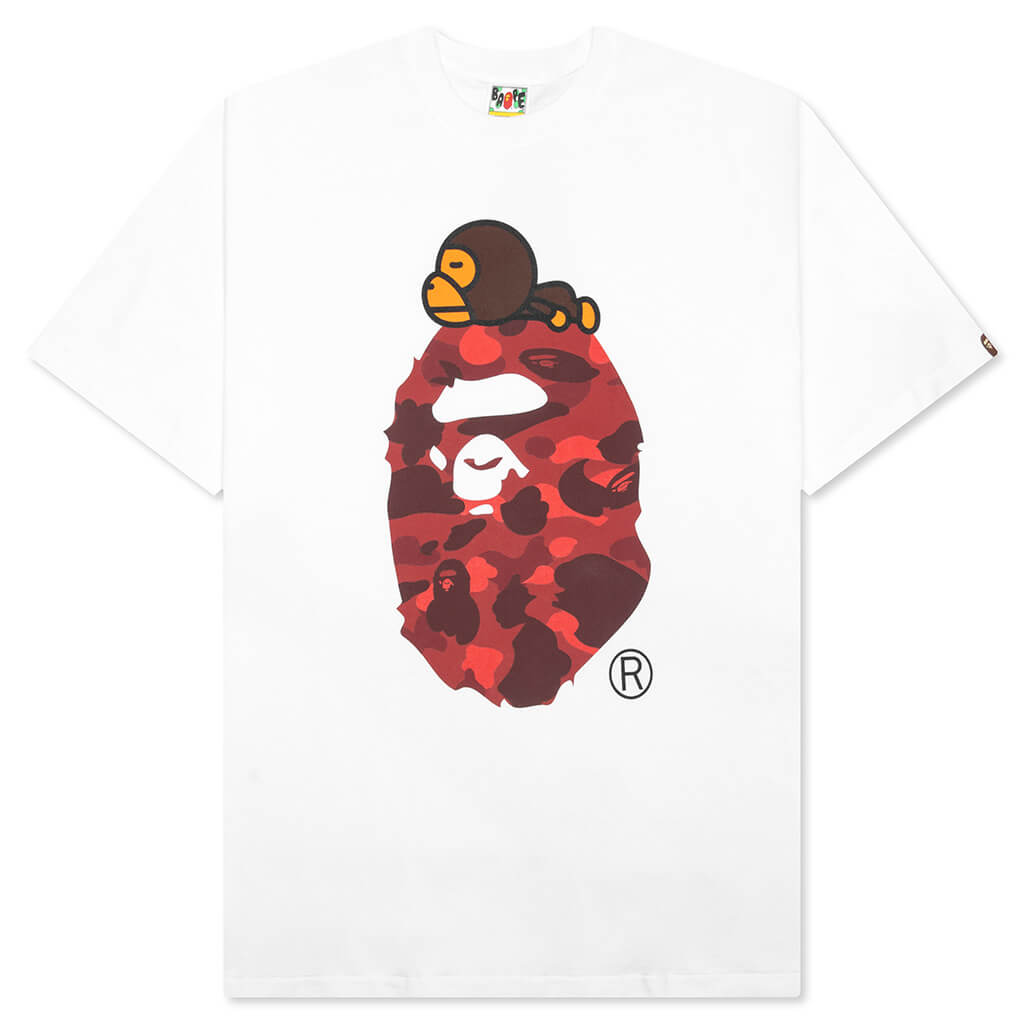 A BATHING APE Color Camo Milo on Big Ape Tee - White/Red