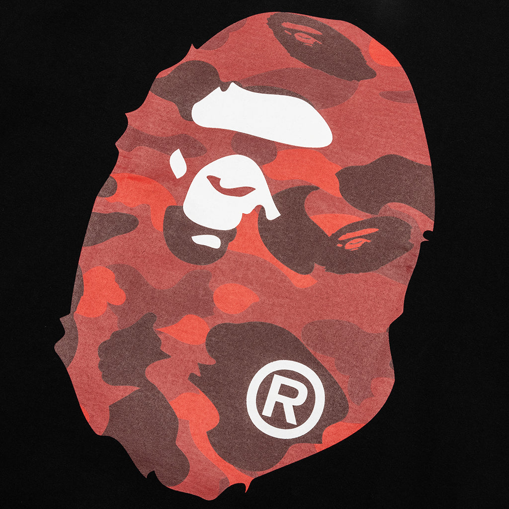 A BATHING APE Color Camo Big Ape Head Tee - Black/Red