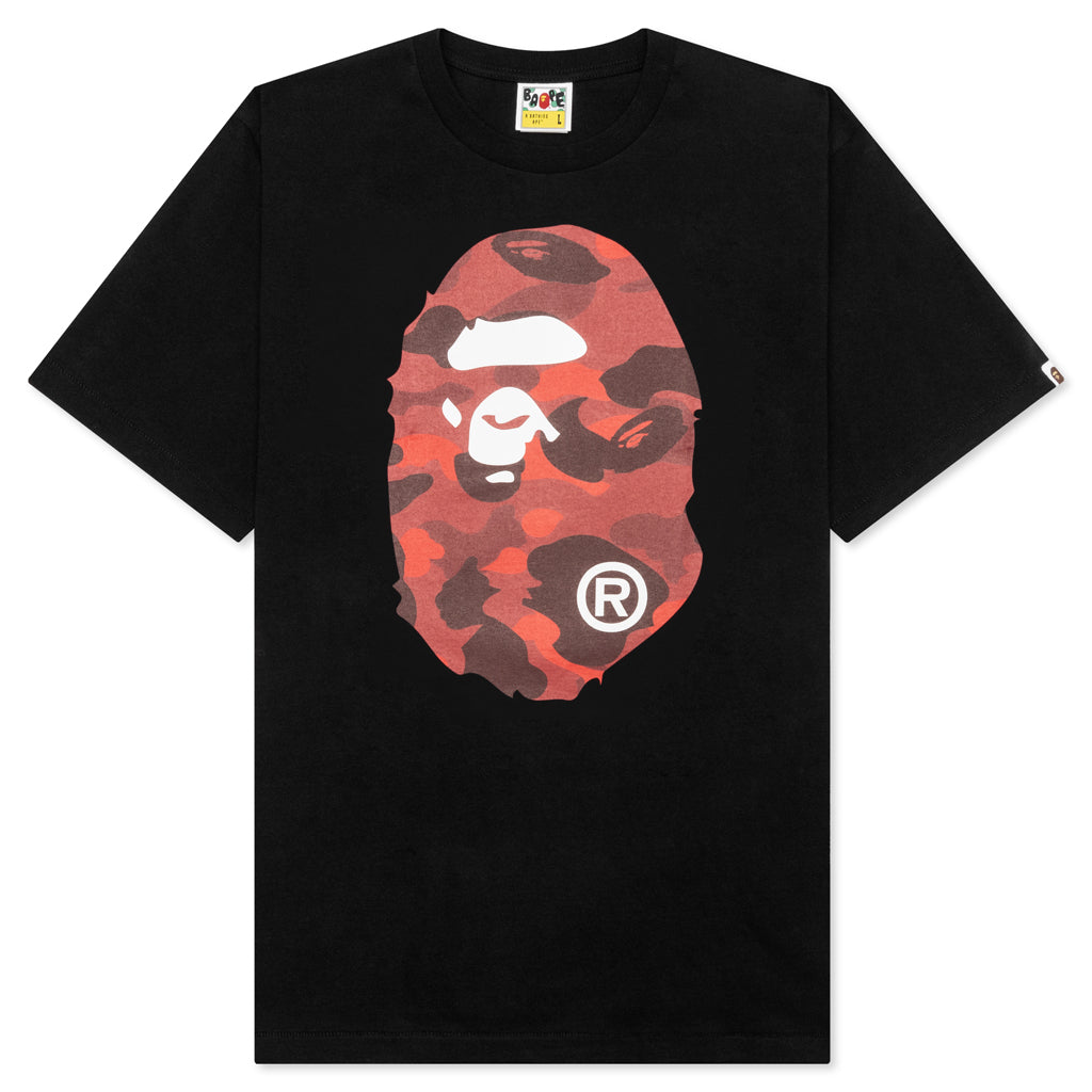 A BATHING APE Color Camo Big Ape Head Tee - Black/Red