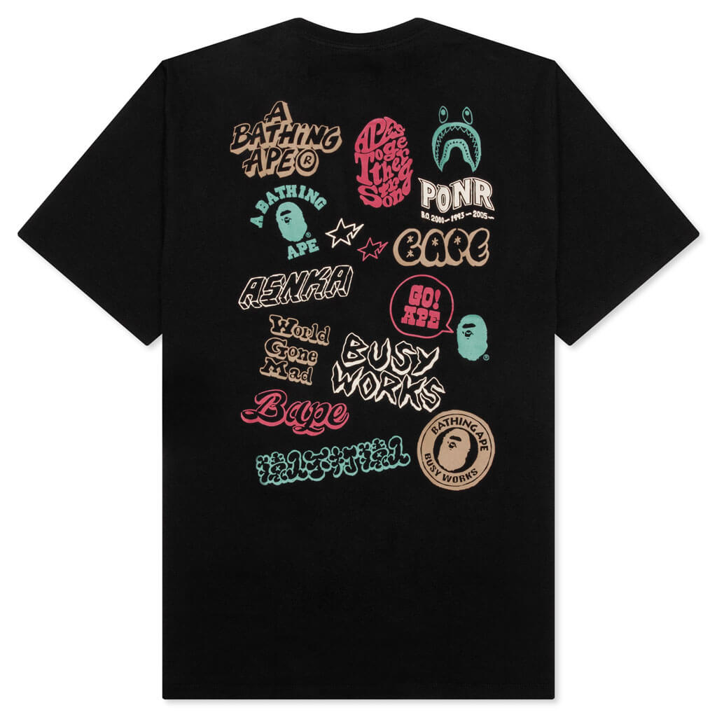 A BATHING APE Colors Bape Graffiti Tee - Black