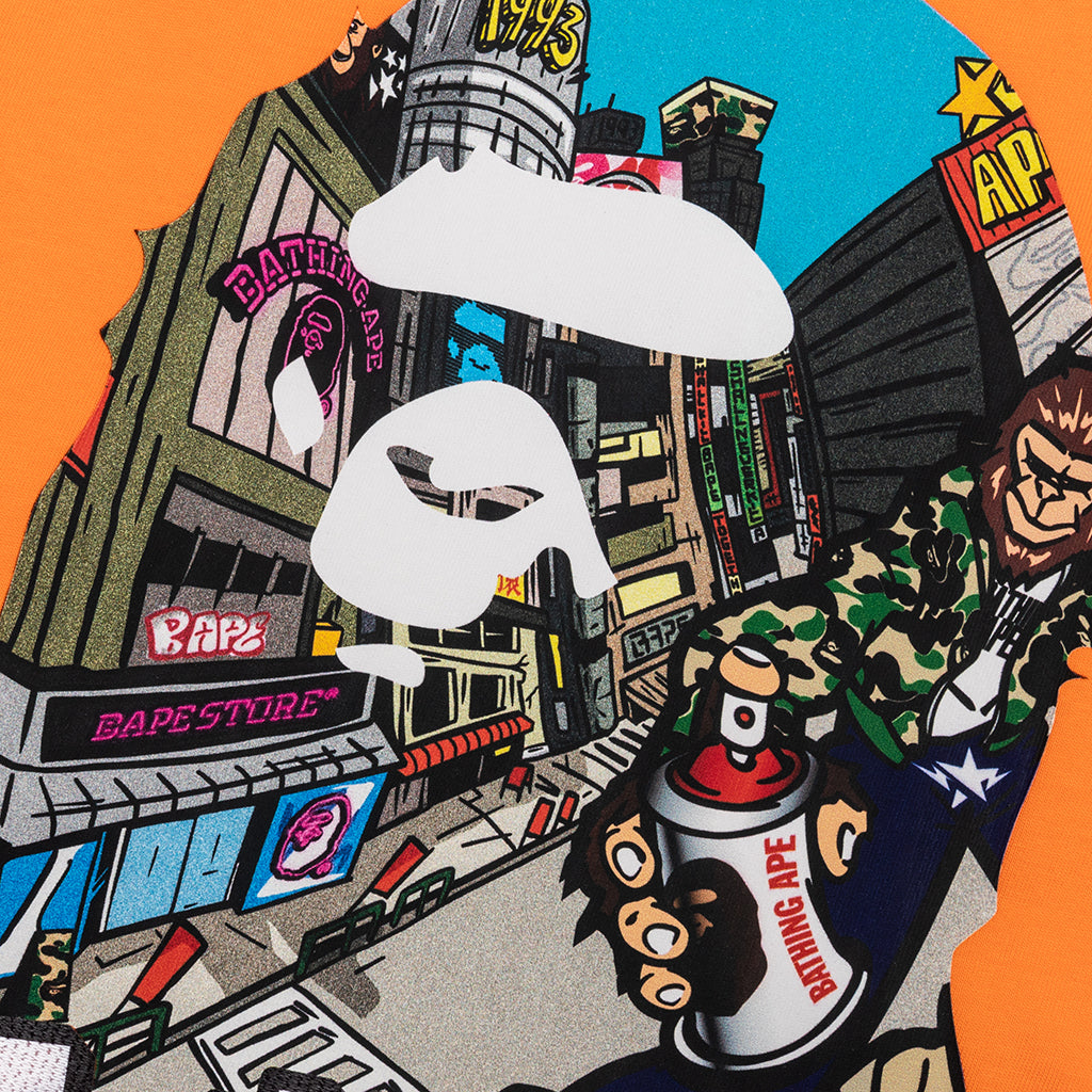 A BATHING APE Comic Art Ape Head Relaxed Fit Tee - Orange