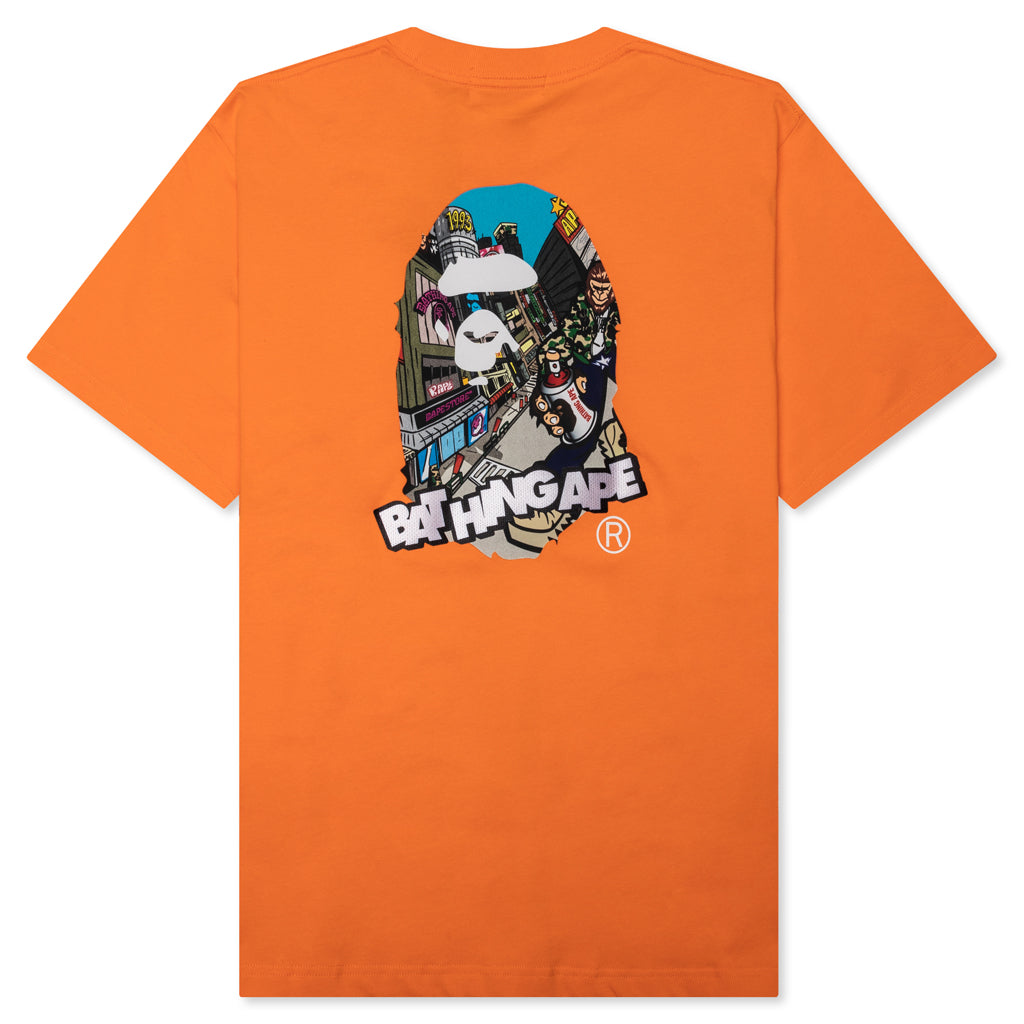 A BATHING APE Comic Art Ape Head Relaxed Fit Tee - Orange