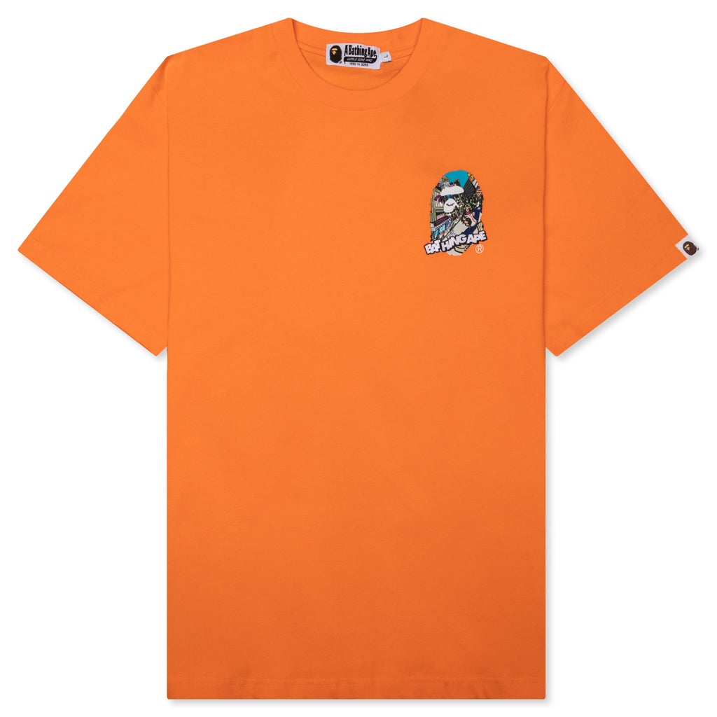 A BATHING APE Comic Art Ape Head Relaxed Fit Tee - Orange