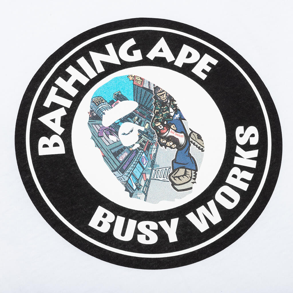 A BATHING APE Comic Art Busy Works Tee - White