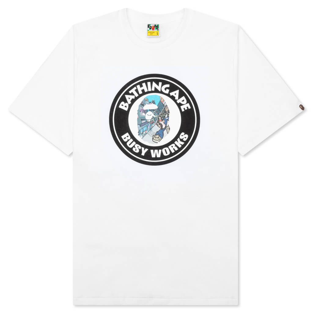 A BATHING APE Comic Art Busy Works Tee - White
