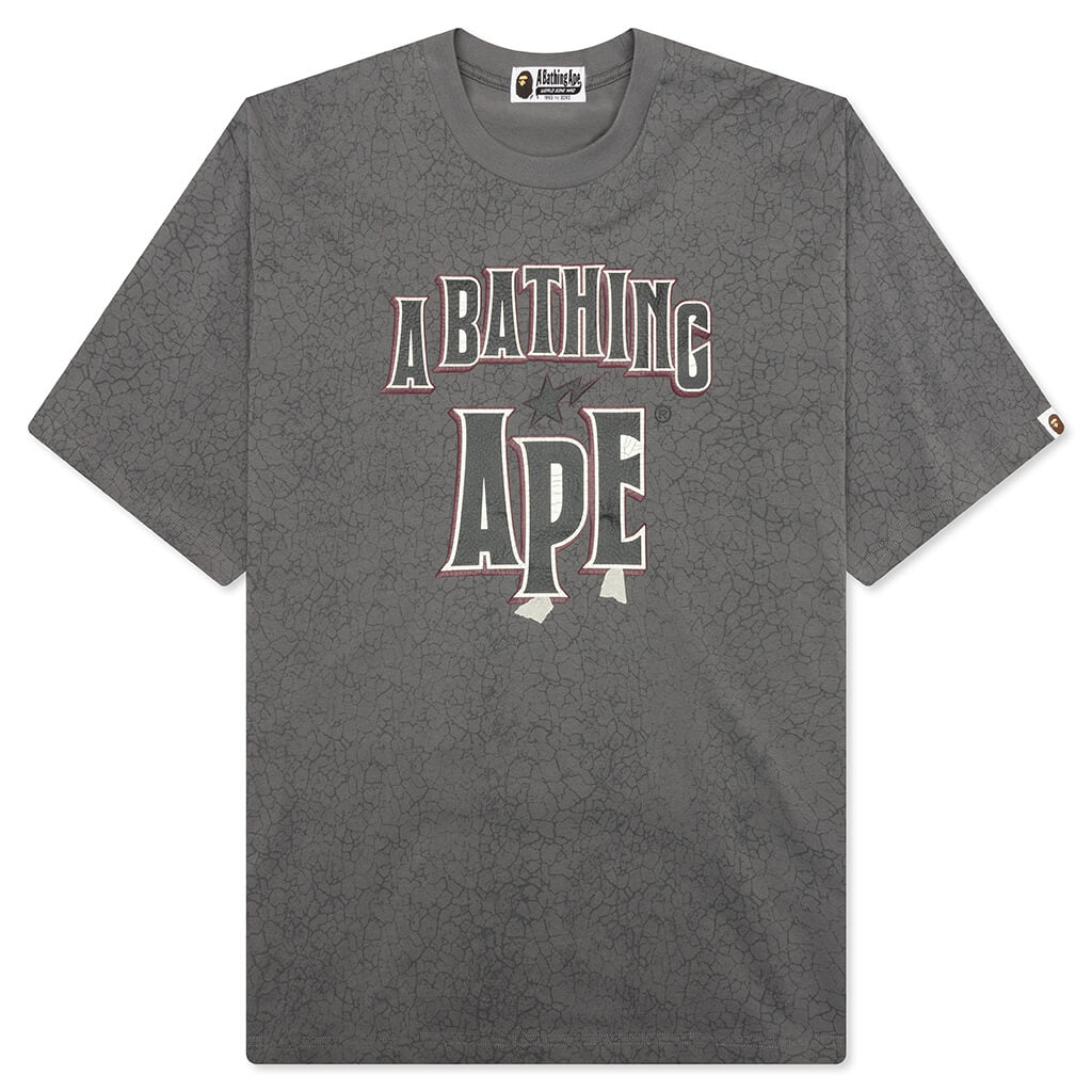 A BATHING APE Crack Print Pattern Logo Relaxed Fit Tee - Black