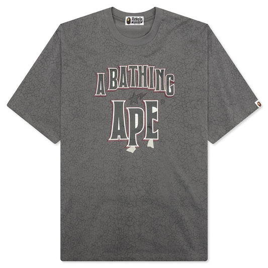 A BATHING APE Crack Print Pattern Logo Relaxed Fit Tee - Black