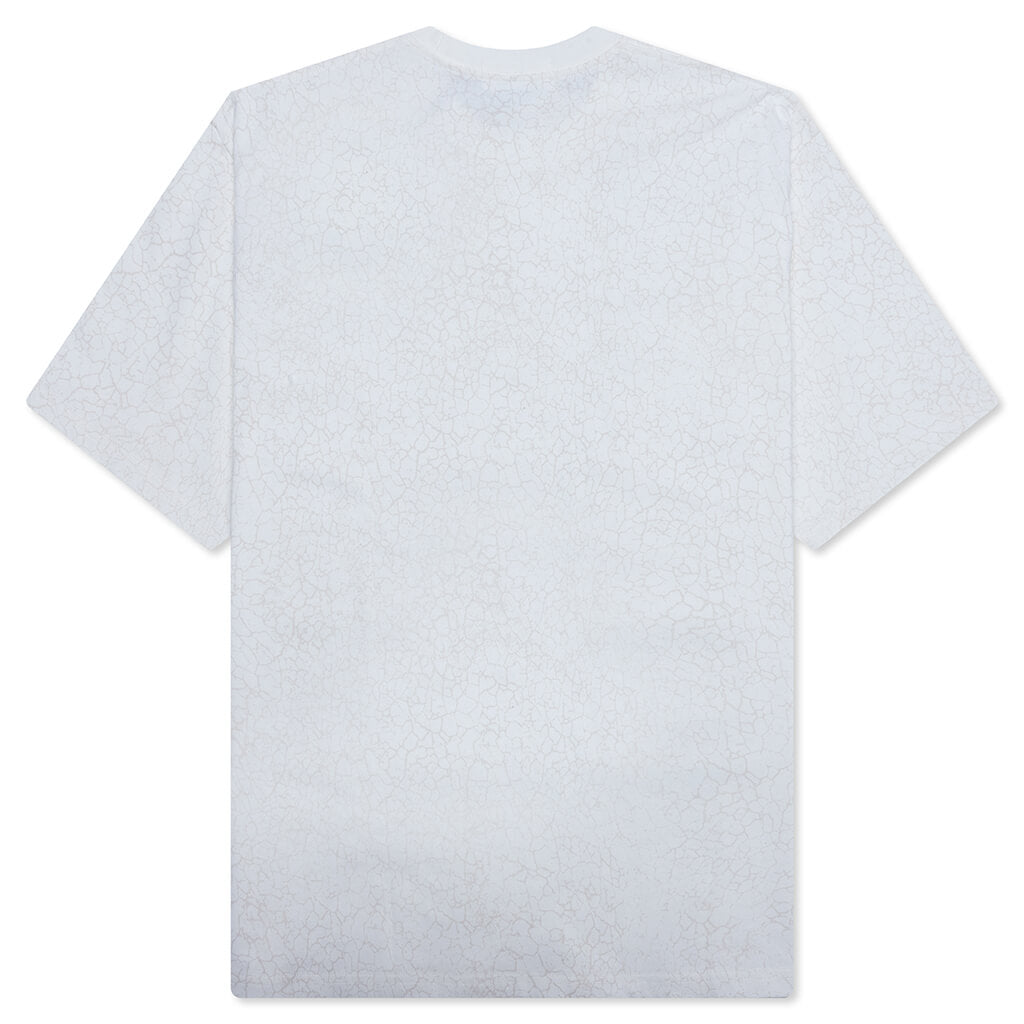 A BATHING APE Crack Print Pattern Logo Relaxed Fit Tee - White