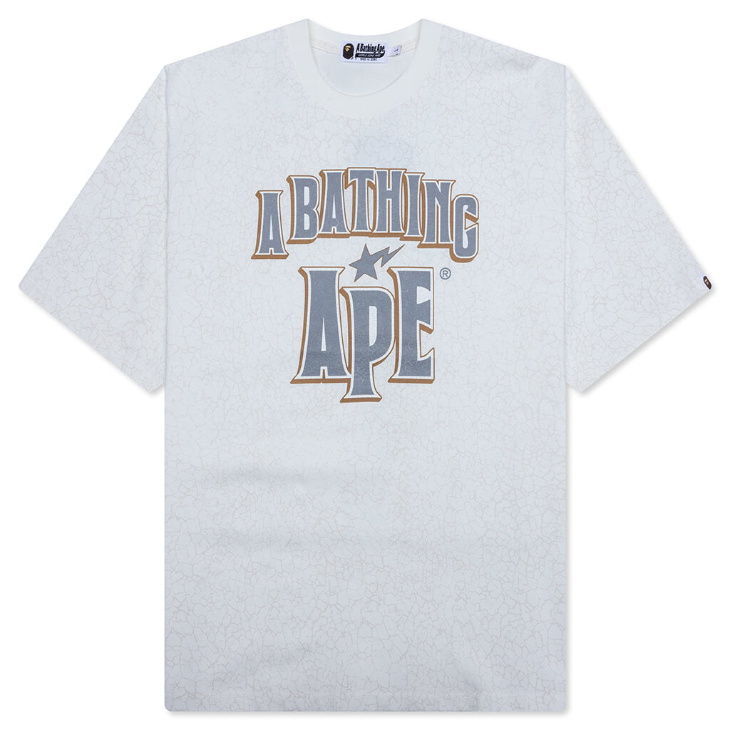 A BATHING APE Crack Print Pattern Logo Relaxed Fit Tee - White