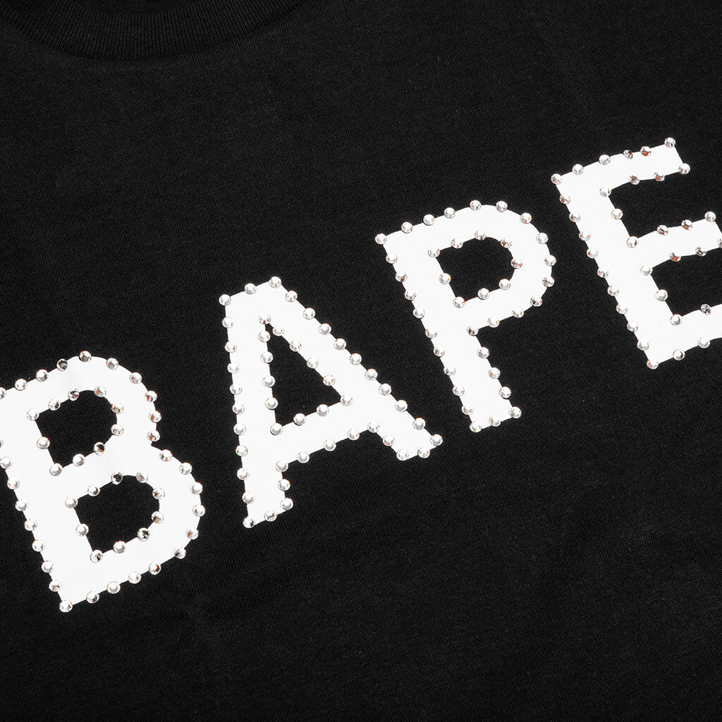 A BATHING APE Crystal Stone Bape Logo Tee - Black