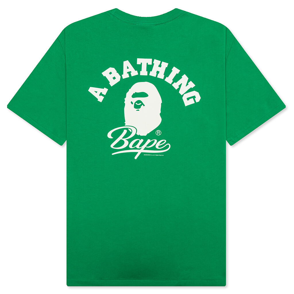 A BATHING APE Cursive College Logo Relaxed Fit Tee - Green